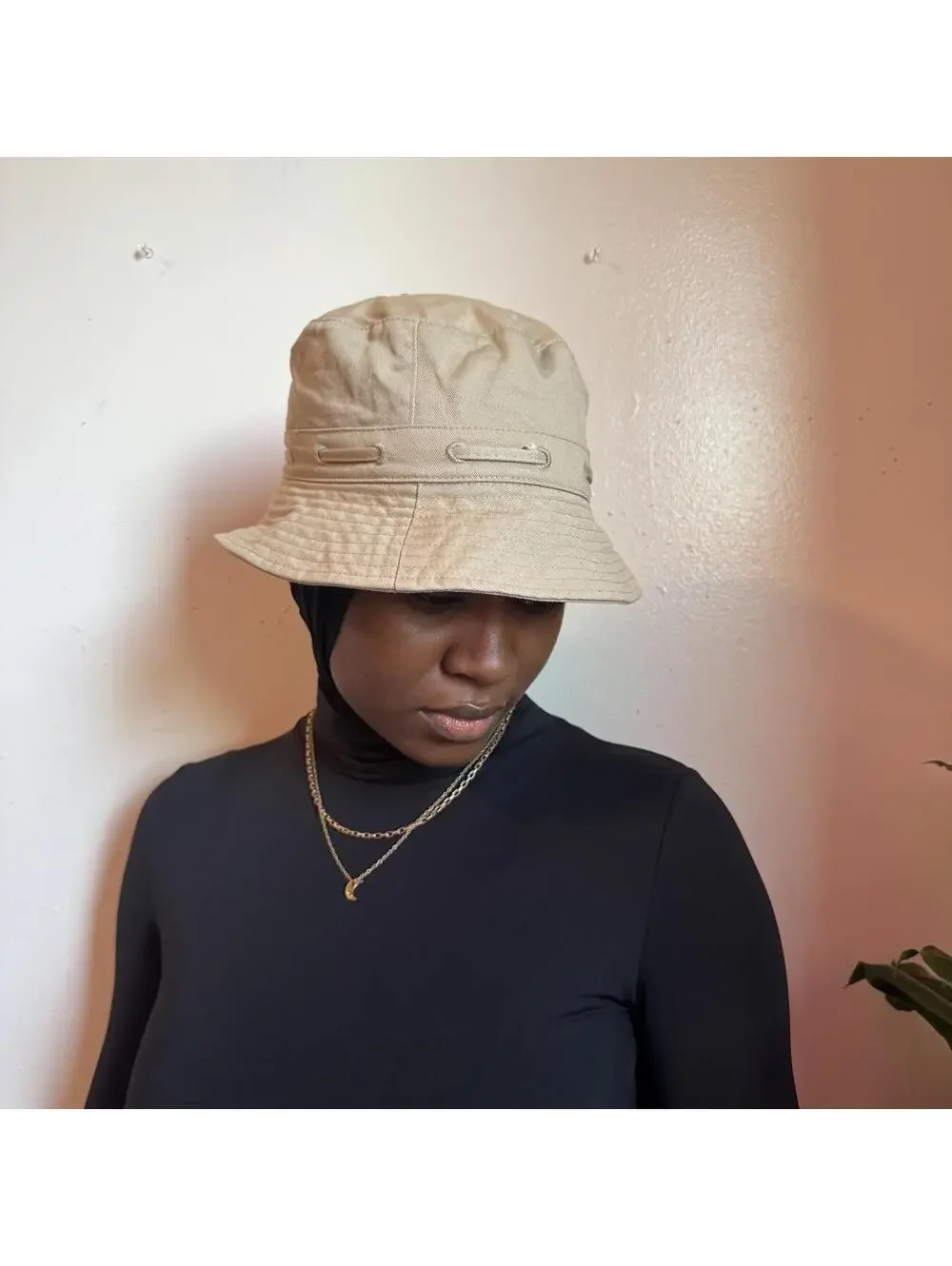 Y2K Tan Cotton Canvas Bucket Hat Utility Safari Boonie Sun Cap 23